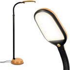 Brightech Litespan - LED Floor Reading Lamp, Modern Wooden Style, Adjustable Gooseneck, 850-950 Lumens, 12W, 3-Year Warranty