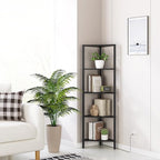 TUTOTAK Corner Shelf with LED Light, 5-Tier Corner Bookshelf for Small Space, Narrow Display Corner Shelf Stand with Storage Rack, for Living Room, Bedroom, Black BS05BK005L
