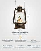 Christmas Decorations Snowman Snow Globes Musical Light Up 6H Time Glitter Globe Village Christmas Snow Globes Snowman Decor Gifts
