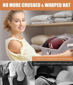 Livelab Hat Organizer for Baseball Caps, Hat Storage Holder Container for Closet Hold Up to 12 Caps with Clear Window, Hat Boxes for Home Storage | 2Pcs Beige