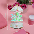 Carousel Music Boxes for Women: 3-Horse Luminous Rotating Musical Boxes Gifts - Color Change LED Lights Musical Gift for Birthday Christmas Pink Music Box
