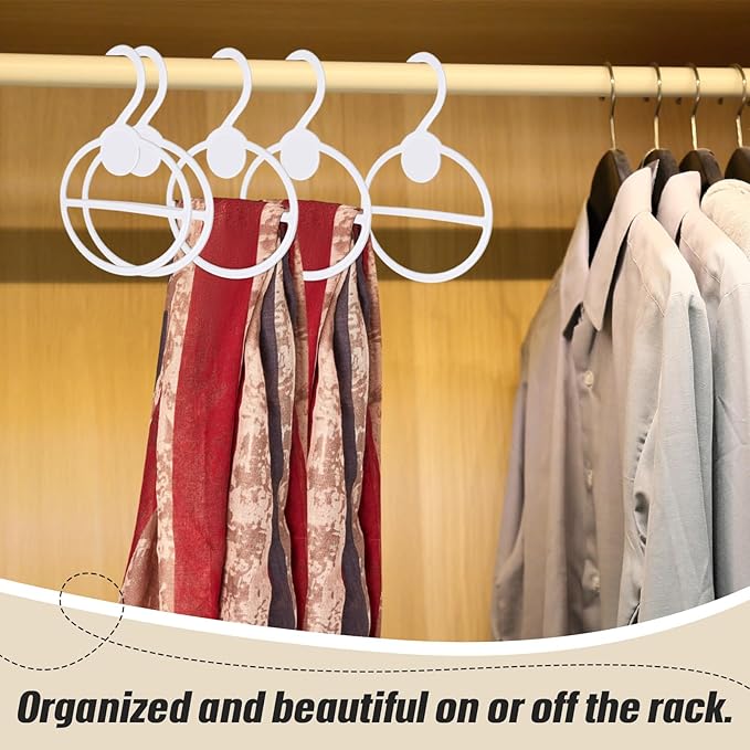 Scarf Hanger Plastic Holder Organizer Space Saving Scarf Organizer Clothes Hanger for Scarves Headscarves Clothing Sorting Storing (White,100 Pcs)