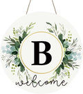Monogram Letter B Wreaths for Front Door Wreath Wooden Welcome Sign for Front Door Decor Floral Family Last Name Initial House Warming Spring Summer Porch Rustic Wall Home Kitchen Boho Decorations