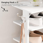 HOOBRO 8 Tiers Vertical Shoe Rack, Wooden Shoe Storage Organizer with Hooks, Narrow Shoe Tower for 8 Pairs, Space Saving, for Entryway, Living Room, Bedroom, White WT07XJ01G1