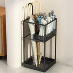 Indoor Large-Capacity Standing Umbrella Stand Commercial Metal Umbrella Holder for Entryway Corridor Entrance Umbrellas Barrel with Removable Drip Tray(Black)