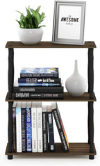 Furinno TURN-N-TUBE Storage Shelves, 3-Tier Book Shelf, Corner Shelf, Toolless Open Shelves, for Organization and Storage, Living Room, Garage, Home Office, Columbia Walnut