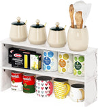 Furinno Helena Kitchen Counter Stackable Organizer Shelf, Set of 2, 23-Inch, Marble White