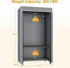 H5C Clothes Rack with Cover, Portable Closet for Hanging Clothes, Covered Clothing Racks Heavy Duty, Freestanding Garment Racks with Shelves, Max Load 360LBS Black Closet Rack with Gray Cover