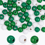 Equsion Seasonal Wooden Bead Garland with Tassels, 3.3 ft Holiday Vintage Boho Bead Garland Easter Tray Decoration, Vase Wall Room Art Birthday Party Decoration(Gradient Green)