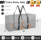 6 Pack Extra Large Heavy Duty Moving Bags with Reinforced Zipper & Wide Handles, Moisture-Resistant Storage Bins Packing Cubes for Clothes, College Dorm, Travel, and Home Organization, Black