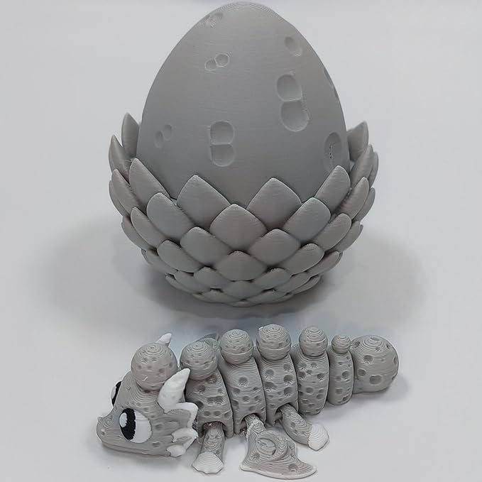 Enchanted 3D Egg with Miniature Inside - Handcrafted Printed Collectible | Fantasy Decor & Gift (Moon Dragon & Egg (Box))