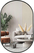 Black Oval Mirror, 24"x36" Oval Bathroom Mirror, Vanity Mirror with Brushed Metal Frame, Wall Mount Mirrors Decor for Bathroom, Bedroom, Entryway, Living Room(Hangs Horizontally or Vertically)