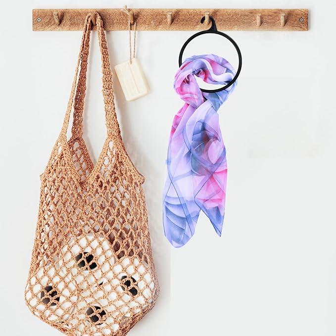 Ciieeo 40pcs Multifunctional Scarf Rack Organizer with Plastic Rings for Scarves Ties Belts Space Saving Closet Hanger for Shawls and Accessories Black Transparent