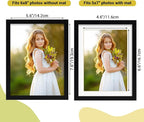 Rempry 6x8 Picture Frame, Display Pictures 5x7 with Mat or 6x8 Without Mat, Wall Hanging or Tabletop Photo Frame with Shatter Resistant Plexiglass, Black, 1 Pack