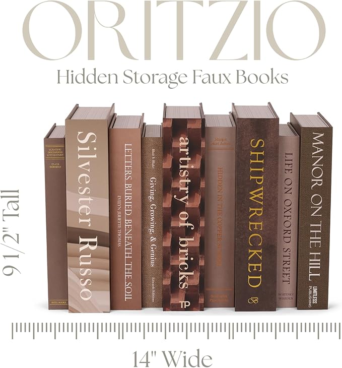 9 Faux Books with Hidden Storage (Earth), Vintage Books, Secret Storage, Bookshelf Decor, Coffee Table Storage, Home Staging Accessory, Brown Home Decor