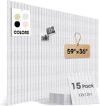 Large Cork Board for Walls 59" x 36",15 Pack 12"X12"Felt Bulletin Board Tiles with 120 Adhesive Tabs,Cork Board Alternative for Office Decor, Push Pin Board Wall Organizer-Light Gray