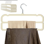 VSV stoage Velvet Pants Hangers with Double Non Slip Bar - Multiple Velvet Hangers for Closet - Thin Space Saving Clothes Hanger - 360° Swivel Felt Trouser Hanger Perchas Terciopelo 10 Pack (Beige)