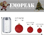 Emopeak 24Pcs Christmas Balls Ornaments for Xmas Christmas Tree - 4 Style Shatterproof Christmas Tree Decorations Hanging Ball for Holiday Wedding Party Decoration (Red, 1.3"/3.2CM)