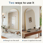DUMOS Gold Metal Arch Vanity Rounded Rectangle Bathroom Mirrors for Over Sink Wall, 27x38 Inch Large Matte Mirror, Modern Decorative for Restroom, Farmhouse
