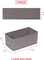 DIOMMELL 6 Pack Foldable Cloth Storage Box Closet Dresser Drawer Organizer Fabric Baskets Bins Containers Divider for Clothes Underwear Bras Socks Lingerie Clothing, M Grey 060