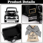 Hooqict Coffee Decor for Coffee Bar Metal Truck with Coffee Beans Burlap Sack for Farmhouse Kitchen Decor Coffee Station Home Coffee Bar Accessories Vintage Pickup Coffee Shop Decor