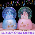 Blue Castle Snow Globes, Girls Music Snowglobes with LED 7 Colors Lights, Automatic Snow Fall Effect, Home Decor for Kids Room Essentials, Gifts for Birthday Christmas Valentines Mother's Day (Blue)