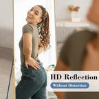 DUMOS 56"x21" Full Length Mirror, Full Body Mirror with Aluminum Alloy Thin Frame, Standing Mirrors with Leaning or Hanging, Suitable for Bedroom, Livingroom, Cloakroom, Gold