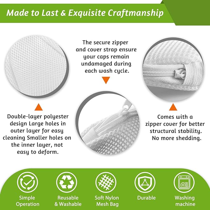 Eiito Hat Washer Cage, Hat Washer for Baseball Caps for Washing Machine or Dishwasher, Ball Cap Washers Frame for Flat and Curved Hats, Hats cage, Fit for Adult and Kid's, 1 Pack White