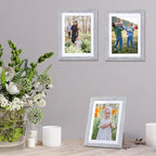 Lyeasw 5x7 Picture Frame 15 Pack, Display Pictures 5x7 with Mat or 6x8 without Mat, Grey Bulk Photo Frames for Wall or Tabletop