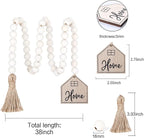 Meplait Home Wooden Bead Garland with Tassel, Decorative Beads Home Decor Farmhouse Tassel Garland Boho Decor for Tiered Tray（38in）
