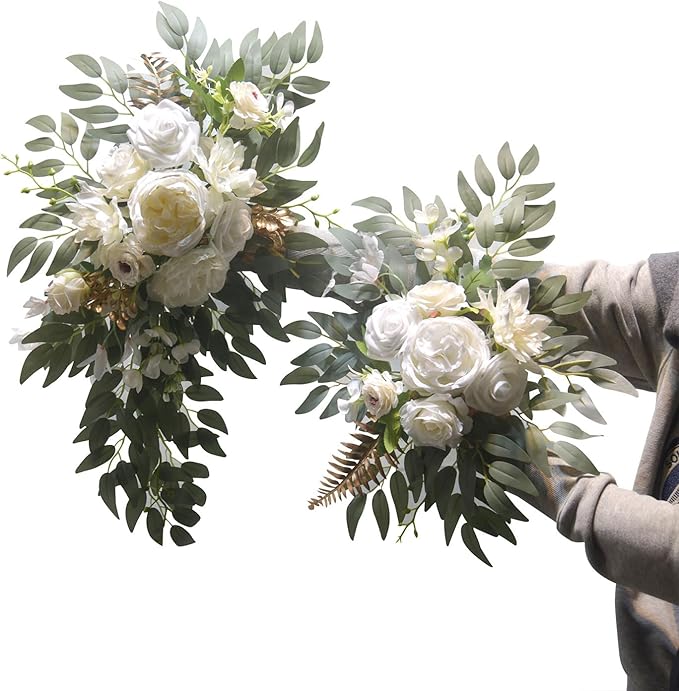 2Pieces Wedding Decorative Swag Artificial Flower Swag Ceremony Sign for Indoor and Outdoor Use Decorations