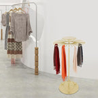 Scarf Display Stand, Commercial Hijab Organizer with 30 Rods, 360°Rotation Scarf Holder Display Rack Organizer for Boutique Retail Store, Apartment, Home Use (Gold, 27.6'')