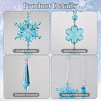 Crystal Snowflake Christmas Tree Decorations - 21pcs Christmas Tree Ornaments Sparkling Dazzling Festival Party Decoration Crystal Snowflake Design Hanging Ornament Holiday Season Home Decor