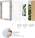 Egofine 4x6 Picture Frames Set of 4, Made of Solid Wood Covered by Plexiglass 3x4.5 and 3.5x5 with Mat or 4x6 without Mat, for Table Top Display and Wall Mounting Photo Frame Rustic White