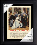 Creative Picture Frames 6.75 x 9.25 Magazine Theatre Show Frame with Full-Strength Glass, Holds Up To A 1/4" Thick Media with Installed Hangers for Easy Mounting, 8x12 Black Frame with Black Mat