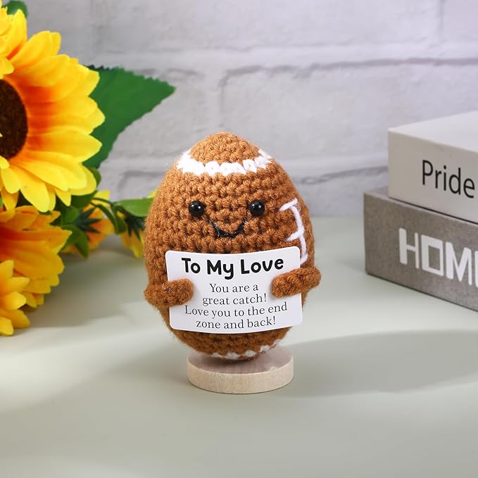 I Love You Gifts for Him,to My Love Handmade Crochet Football Doll Present for Him Her Boyfriend Girlfriend