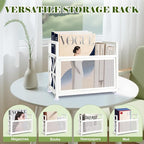 Magazine Rack & Holder – Multi-Purpose Storage Organizer for Magazines, Books, Newspapers, Mail, Tablets | Sturdy White Basket for Home, Office, Bathroom | Sleek Design & Easy Assembly