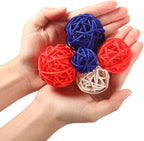 Patelai 36 Pcs Wicker Rattan Balls Decorative Balls for Vase Centerpiece Bowls Orbs Filler for Home Decor,4 Sizes(Royal Blue, White, Red,2.4'',2'',1.6'',1.2'')