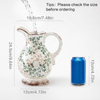 Enra Large Vintage Green Ceramic Vase and Pitcher for Home Decor, 9.7 Inch Rustic Chinoiserie Decorative Vases, Green and Beige Ceramic Vases for Living Room, Kitchen, Office – Large Vases for Decor