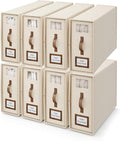 8 Pack Foldable Bed Sheets Set Organizers and Storage(Cal King Size),Linen Fabric Closet Organizers with Window,Folding Bedding Storage Box for Bedsheets and Pillow Cube Organizer-Beige
