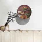 Decorative Plates, 6 Inch, Floral Cantaloupe Wine Round Display Plate, Handmade Ceramic Ornament, for Kitchen Party Coffee Table Decor Art