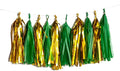 Green and Gold Tassel Garland Paper Tissue Tassels Garland for Party Decorations, Pack of 20