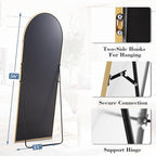 DUMOS 56"x15" Arched Full Length Floor Mirror, Full Body Mirror with Stand, Shatterproof Tempered Glass, Modern Aluminum Alloy Frame, Free Standing or Leaning for Home Decor, Gold