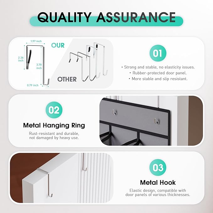 WVM Over the Door Shoe Organizer with 35 Breathable Mesh Pockets, Hanging Shoe Organizer for Door with 4 Metal Hooks, Large Capacity Closet Storage for Shoes, Accessories, Grey