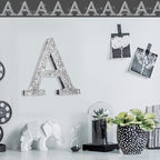 Qunclay 5.7" Silver Crystal Diamond Bling Letters Crushed Diamond Decoration Wooden Glitter Letter with Screw and Hooks Rhinestone Gift for Wedding Y2k Mcbling Bedroom Wall Decor (Letter A)