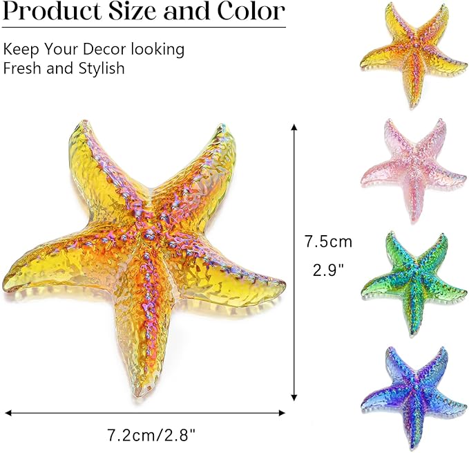 H&D HYALINE & DORA Amber Blown Glass Starfish Figurine Miniature Ocean Animals Collectible Figurine Tiny Glass Starfish for Tables, Desks Home Decor