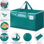 StorageRight Moving Bags-Heavy Duty Moving Boxes, Storage Totes with Zipper, Reinforced Handles and Tag Pocket-Collapsible Moving Supplies for moving, Storage and Travel 93L(Green-6 Pack)