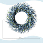 26 Inch Spring Wreaths for Front Door, Large Artificial Forsythia Flowers Wreath, Spring Summer Floral Wreath All Season for Home, Wall, Window, Porch, Wedding, Farmhouse Decor (Blue)
