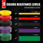 Professional Resistance Bands, Pull Up Assistance Bands Set with Door Anchor, Exercise Workout Bands for Working Out, Body Stretching, Fitness, Physical Therapy, Muscle Training for Men & Women