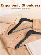 HOUSE DAY Black Wooden Hangers 10 Pack, Solid Wood Hanger with Non Slip Pant Bar, Heavy Duty Wooden Coat Hanger for Closet, Smooth Finish Wood Clothes Hangers for Shirts, Suits, Jackets, Dress